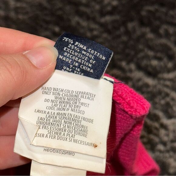 Y2K Ralph Lauren Hot Pink Blue Pima Cotton Wool Blend Striped Beanie OS Indie - Picture 6 of 6